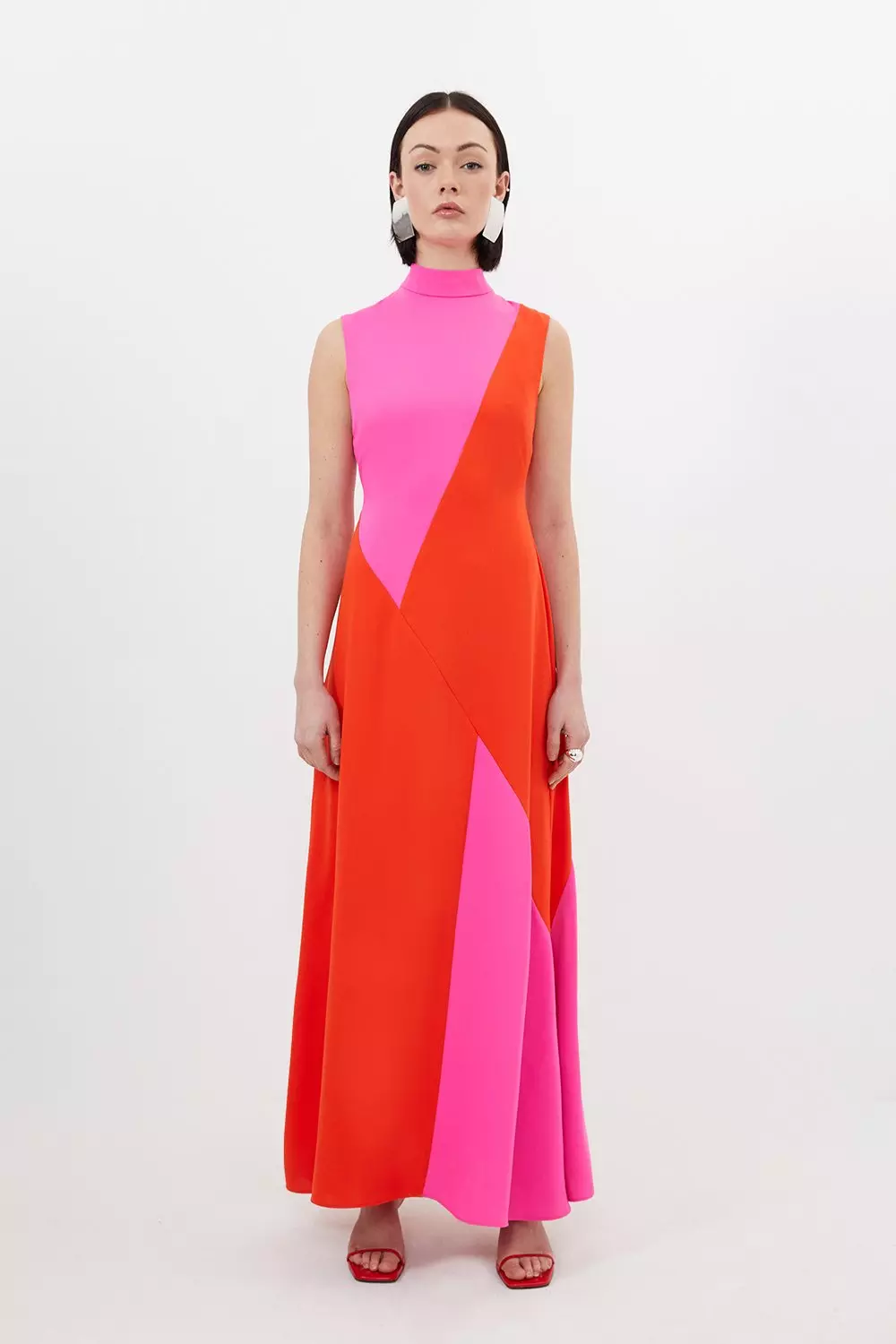 ◆KAREN MILLEN◆カラーブロックテーラードジャンプスーツ/ pink Soft Tailored Color Block Panel High Neck Midi Dress | Karen